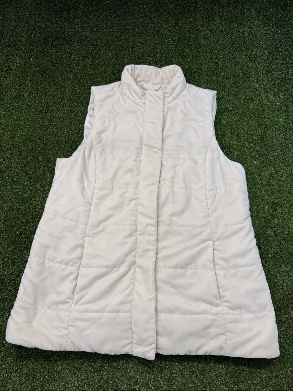 J. Jill Pearl White Velour Quilted Vest Jacket Oversize Lagenlook Winter LT